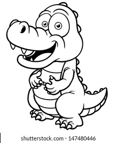 Vector illustration of Cartoon crocodile - Coloring book