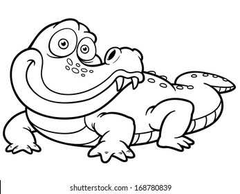 Vector illustration of Cartoon crocodile - Coloring book