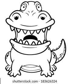 Vector illustration of Cartoon crocodile - Coloring book