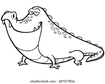 Vector illustration of Cartoon crocodile - Coloring book