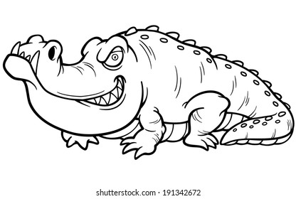 Vector illustration of Cartoon crocodile - Coloring book