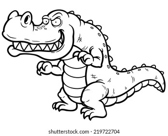 Vector illustration of Cartoon crocodile - Coloring book