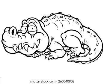 Vector Illustration Cartoon Crocodile Coloring Book Stock Vector ...