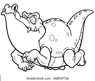 Vector illustration of Cartoon crocodile - Coloring book