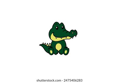 Vector illustration of a cartoon crocodile on a white background