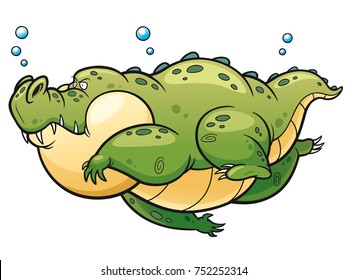 Vector illustration of Cartoon crocodile swim