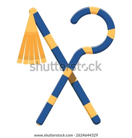 Vector illustration of a cartoon crook and flail, iconic symbols of pharaonic power