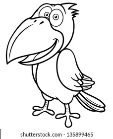 Cute Crow Coloring Page : Vector coloring book pages for children ...