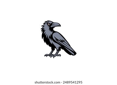 Vector illustration of cartoon crow isolated on white background