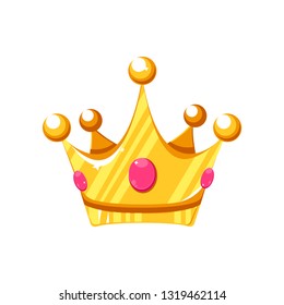 Vector Illustration. Cartoon crown with precious stones