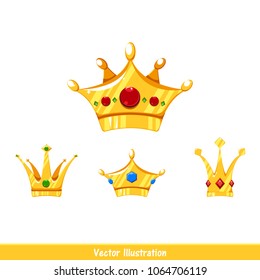 Vector Illustration. Cartoon crowns set. template