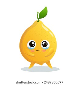 Vector illustration cartoon crying lemon