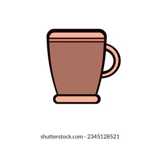 Vector illustration of a cartoon cup in brown color on a white background.