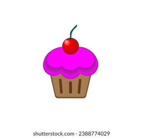 Vector illustration of cartoon cupcake isolated on white background