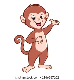 Vector illustration of cartoon cute baby monkey for design element