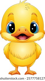 Vector illustration of cartoon cute baby duck