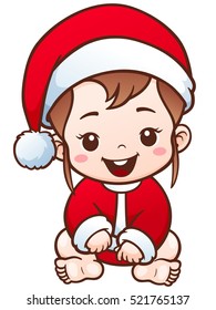 Vector Illustration of Cartoon Cute Baby Santa