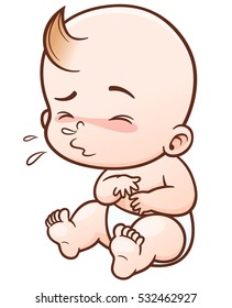 Vector Illustration of Cartoon Cute Baby Sick