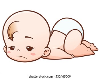 Vector Illustration of Cartoon Cute Baby sleepy