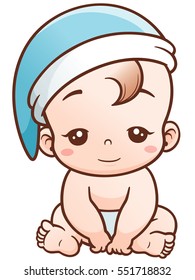 Vector Illustration of Cartoon Cute Baby sleepy