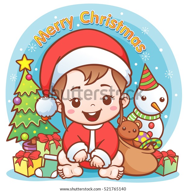 Vector Illustration Cartoon Cute Baby Santa Stock Vector (Royalty Free ...