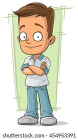 A vector illustration of cartoon cute boy in shirt and jeans