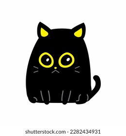 Vector illustration cartoon cute character black cat for design.