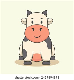 Vector illustration cartoon cute cow icon animal nature concept