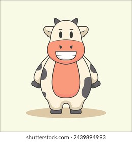 Vector illustration cartoon cute cow icon animal nature concept