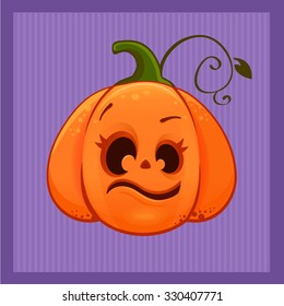 vector illustration of a cartoon cute crazy Halloween pumpkin