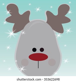 Vector illustration cartoon cute deer face 
