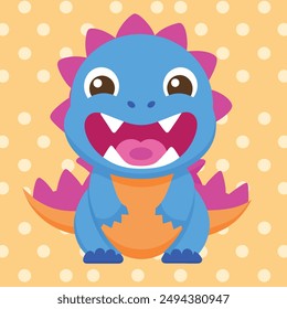 Vector illustration of cartoon cute dinosaur character.