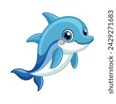 Vector of illustration Cartoon cute Dolphin on white