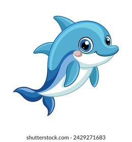 Vector of illustration Cartoon cute Dolphin on white