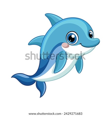 Vector of illustration Cartoon cute Dolphin on white