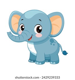 Vector of illustration Cartoon cute Elephant on white