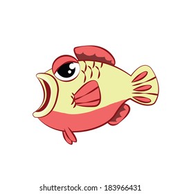Vector illustration of cartoon cute fish on white background