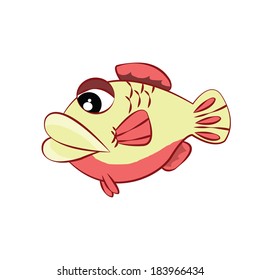 Vector illustration of cartoon cute fish on white background
