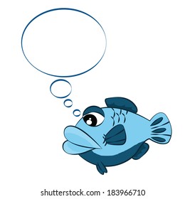 Vector illustration of cartoon cute fish on white background