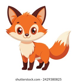 Vector of illustration Cartoon cute Fox on white