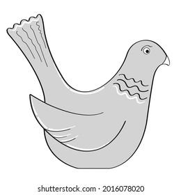 Ilustración vectorial de la tierna paloma gris. Estilo escandinavo