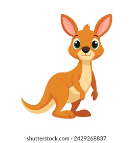 Vector of illustration Cartoon cute Kangaroo on white