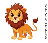 Vector of illustration Cartoon cute Lion on white