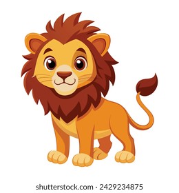 Vector of illustration Cartoon cute Lion on white