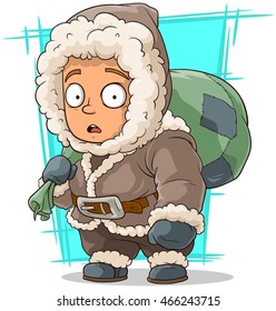 A vector illustration of cartoon cute little eskimo boy