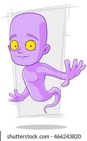 A vector illustration of cartoon cute little violet ghost