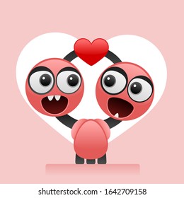 Vector illustration of cartoon cute monster characters.