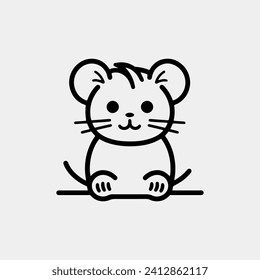 vector illustration of a cartoon cute mouse.