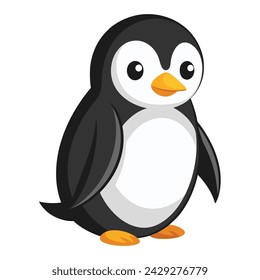 Vector of illustration Cartoon cute Penguin side view on white