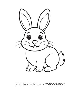 Ilustración vectorial de conejo lindo de dibujos animados - libro para colorear para niños